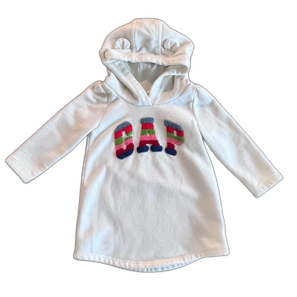 GAP Baby Hoodie Dress with Ears Multicolor Spell Out Logo 12-18mos